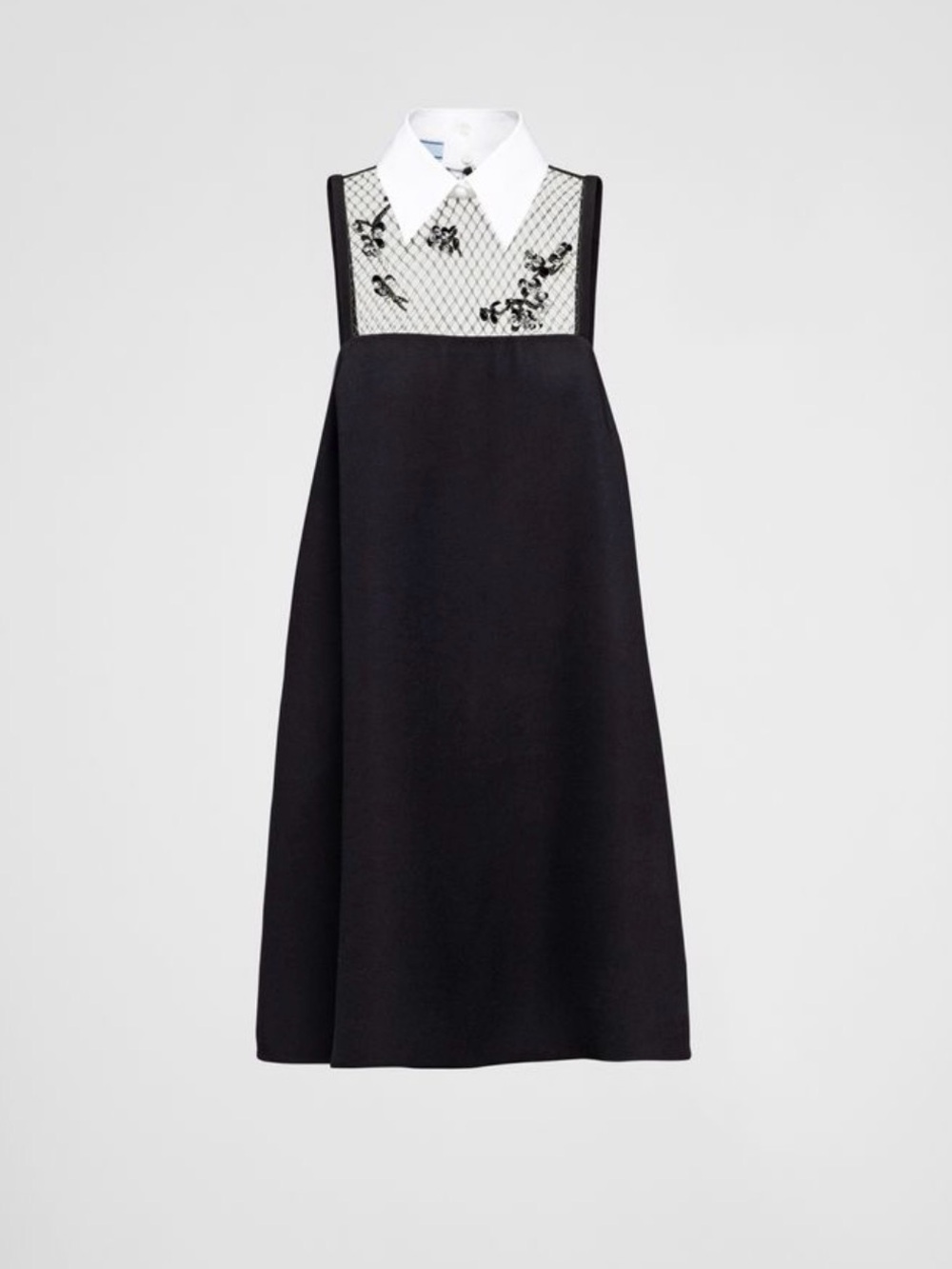 Prada Black Mini Dress with White Collar